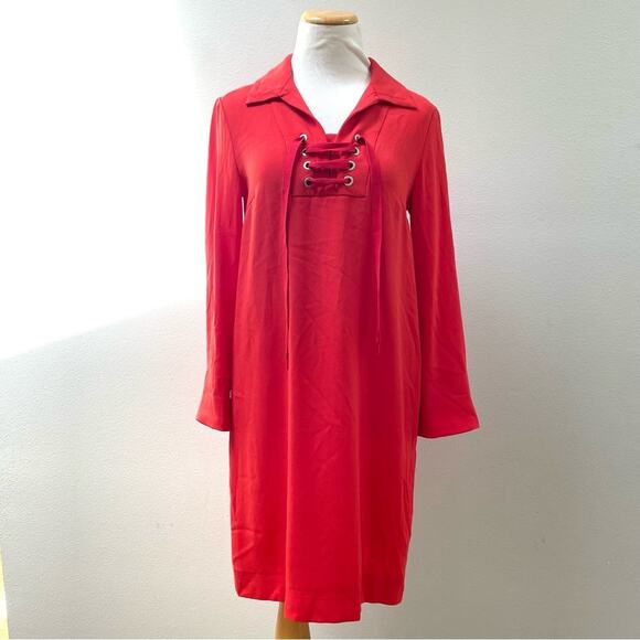 Weekend Max Mara Lace Up Front Long Sleeve Mini Dress in Orange, Women's 4, $350 - Picture 1 of 9